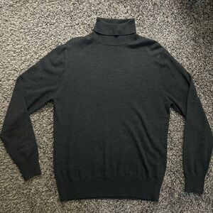 Classic Men's Black Merino Wool Turtleneck